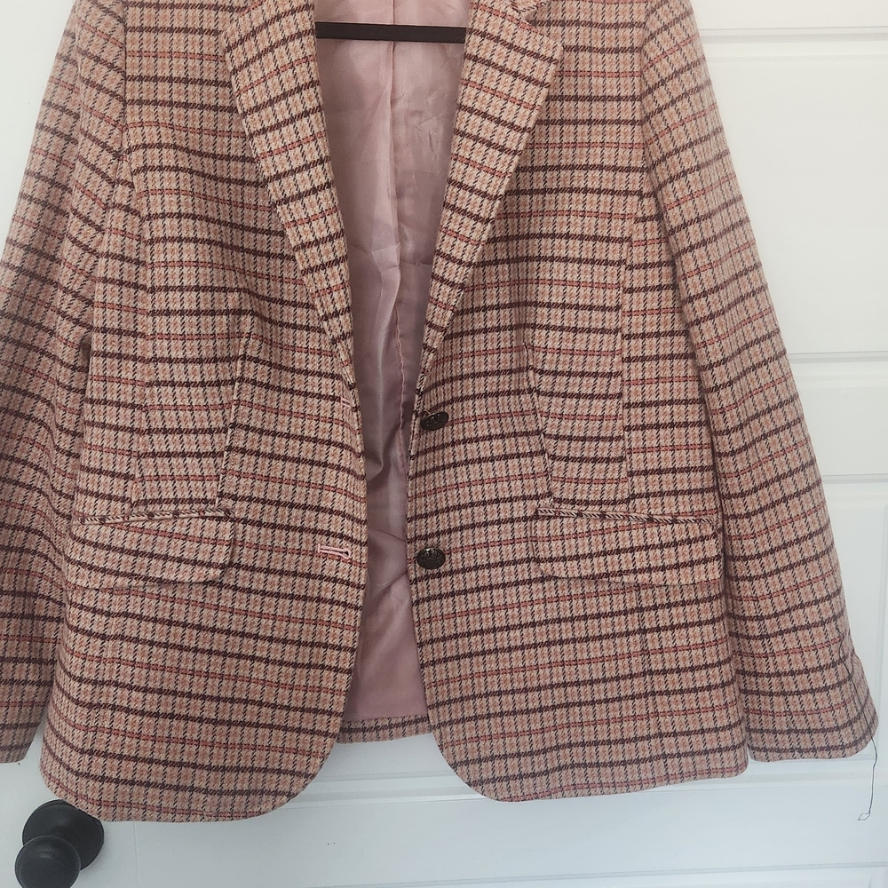 Women's Pink Plaid Blazer